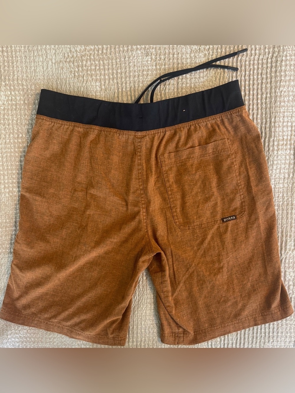 🏷️ prAna Vaha Hemp Blend Shorts Mens M Dark Ginger Elastic Waist - Picture 4 of 10